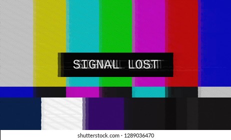 A Distorted Tv Transmission, Noisy SMPTE Color Bars (a Television Screen Test Pattern) With The Text Signal Lost.
