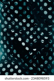Distressed abstract background. Polka dot texture. Grunge noise. Blue white black color worn circles pattern fabric on dark illustration abstract background.