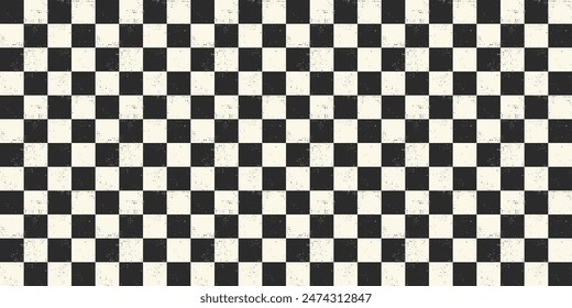 Distressed Checkered Pattern seamless background. Black and white checkerboard pattern with subtle dirty texture. 