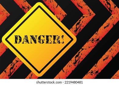 Distressed Danger Sign With And Grunge Texture, Cyber Crime, Computer Virus Symbol 