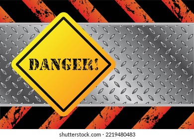 Distressed Danger Sign With And Grunge Texture, Cyber Crime, Computer Virus Symbol 