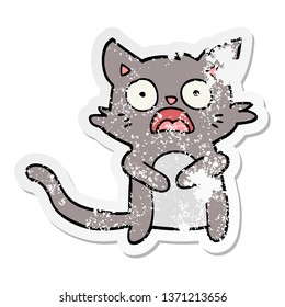 Distressed Sticker Of A Cartoon Horrified Cat