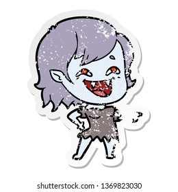 distressed sticker of a cartoon laughing vampire girl - Shutterstock ID 1369823030