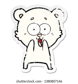 distressed sticker excited teddy bear cartoon