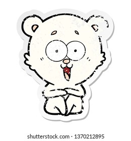 distressed sticker laughing teddy