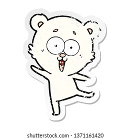 distressed sticker laughing teddy  bear cartoon