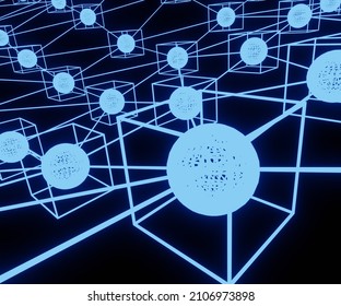 A distributed ledger blockchain is a database that is consensually shared and synchronized across multiple sites, institutions, or geographies, accessible by people 3d rendering
