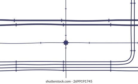 Distribution Cable Infrastructure - Wall Power Cables. LV MV and HV Cables. 3D rendering isolated on white background. Ideal for professionals, educational, engineering.