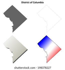 District Columbia Blank Outline Map Set Stock Illustration 198378227 ...