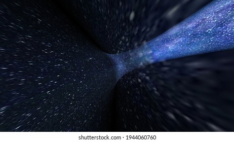 Dive through fast hyper warp  stars tunnel 3d illustration