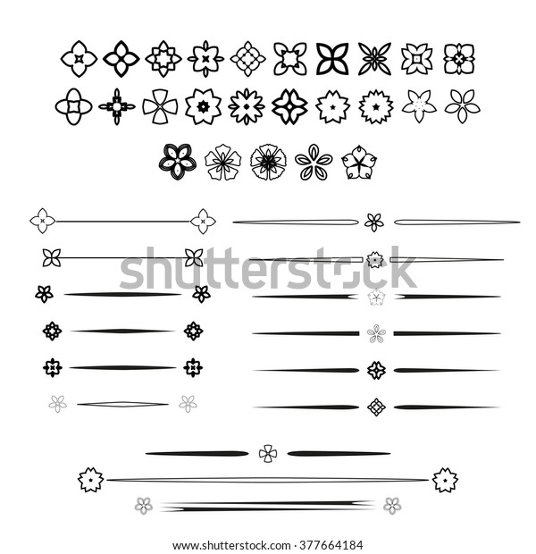 A diverse collection of dividers, bumpers,\
frames, ornaments. Floral elements. Divider set isolated on white.\
Calligraphic design\
elements.