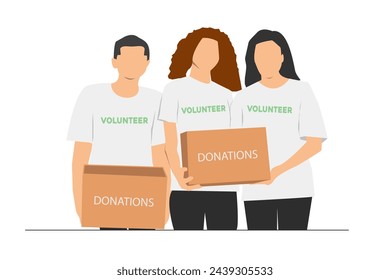 diverse volunteer group with food donation boxes. - Powered by Shutterstock