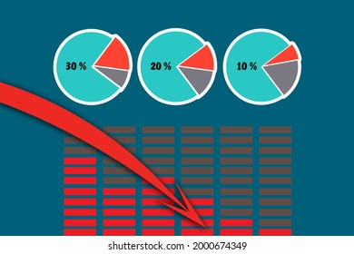 Diversification Of Stock Portfolio. Diversification Of Investment Portfolio. Infographics For Trader Or Investor. Falling Investment Graph On A Dark Background. Concept - Risk Sharing In Investments