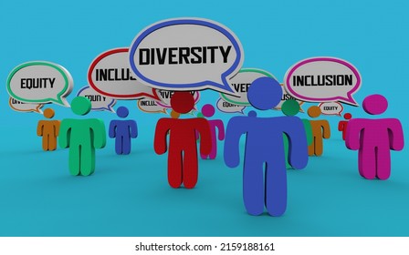 Diversity Equity Inclusion Community People Speech Bubbles 3d Illustration