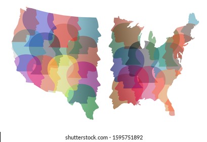 Divided America And American Social Politics And Political Issues Divisiveness In The United States As Government Disagreement With Democrat And Republican People In A 3D Illustration Style.