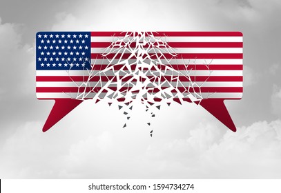 Divided American Politics And Political Divisiveness In The United States As Government Disagreement With Democrat And Republican Arguments In A 3D Illustration Style.