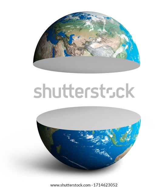 2つの半分に地球を分割し 2つの半分に地球を分割し 3dイラスト のイラスト素材