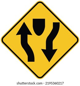 Divided Highway Begins Keep To The Right