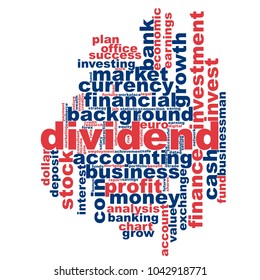 Dividend word cloud concept on white background, 3d rendering.