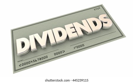 Dividends Check Money Income Word 3d Illustration