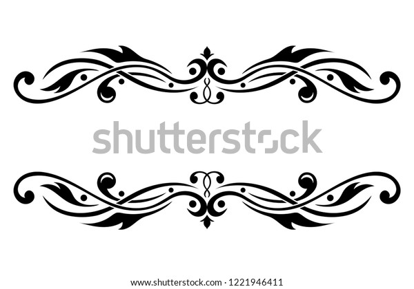 Dividers. Floral decorative ornaments. Collection\
of vintage decorations. Illustration isolated on white background.\
Raster version