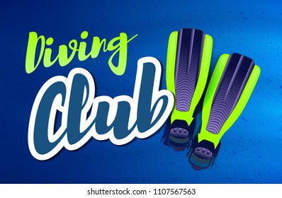 Diving club. illustration with flippers - Powered by Shutterstock