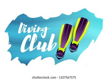 Diving club. illustration with flippers - Powered by Shutterstock