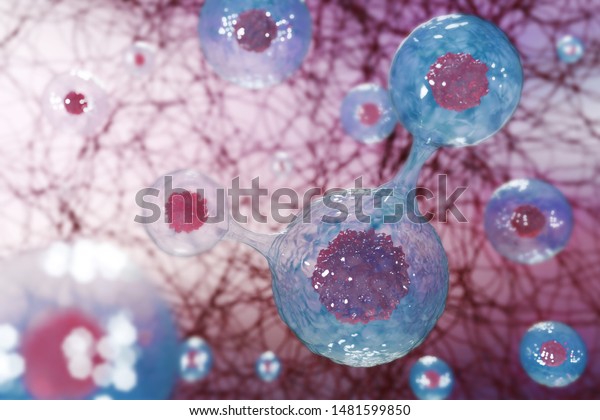 Division explosion separate cancer virus or\
molecules blood cell micro microscope human body section reaction\
protection barrier antibiotics antibodies. Medical science\
background. 3D\
Illustration.