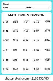 Division Math Workbook For Kids, Printable Worksheet Pages For Math Workbook For Kids Activities