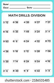 Division Math Workbook For Kids, Printable Worksheet Pages For Math Workbook For Kids Activities