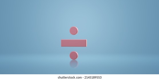 Division Sign Icon 3d  On Blue Background