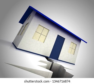 Divorce House Split House Depicts Legal Sharing Of Property After Divorcing. Justice Or Lawsuit Settlement Shows How To Beak Up Assets - 3d Illustration