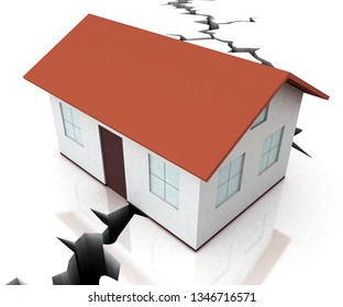 Divorce House Split Icon Depicts Legal Sharing Of Property After Divorcing. Justice Or Lawsuit Settlement Shows How To Beak Up Assets - 3d Illustration