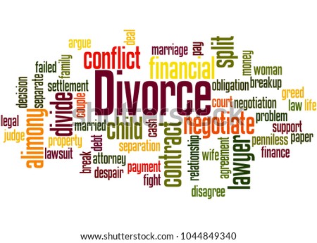 Divorce word cloud concept on white background.