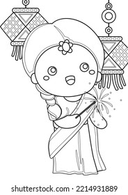 Diwali Couple Festival Coloring Pages A4 for Kids   Adult