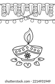 Diwali Ornament Festival Coloring Pages A4 for Kids   Adult