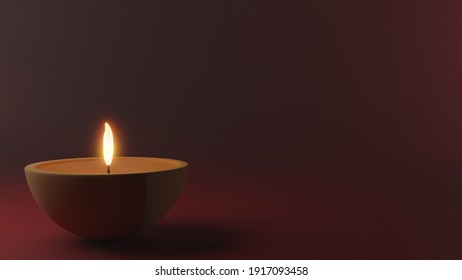 Diya lamp with fire lighting for Diwali, Deepavali or Dipavali, the indian festival of lights on color background - Powered by Shutterstock