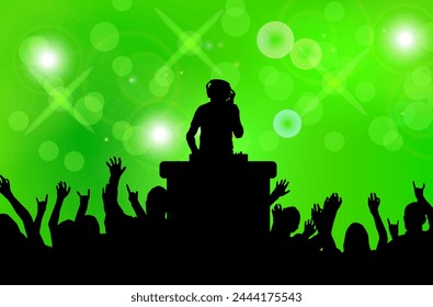 Dj and Crowd Silhouette at Disco. Music and entertainment industry concept vector - Powered by Shutterstock