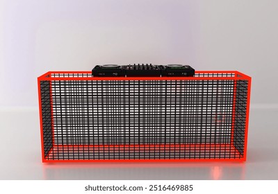 Dj desk table. Close-Up of Dj Mixer Controller Desk in Night Club Disco Party.  - Powered by Shutterstock