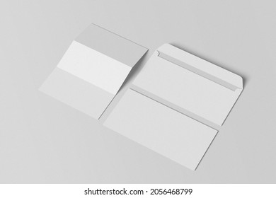 Dl Envelope Mockup. Blank Empty Space 3d Rendering Object.