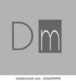 DM elegant initial name logo linked square