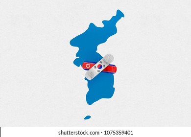 DMZ, KOREA, 23 April 2018 - Illustration For 2018 Inter Korean Peace Summit Between Kim Jong Un And Moon Jae In.