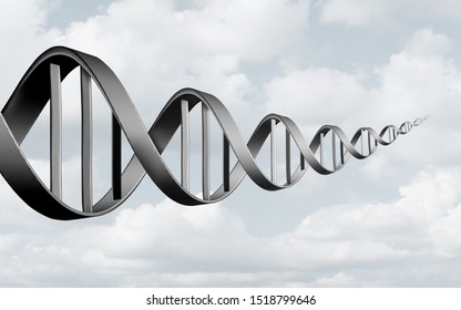 DNA Abstract Concept As A Double Helix Representing Genes And Chromosomes Or Biotechnology In Forced Perspective As A 3D Illustration.