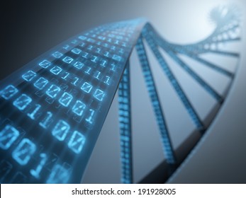 Dna With Binary Codes. Concept Of Science Technology.