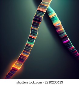 DNA Chromosomes - Beautiful Medical Illustration Of Human Genome Sequencing
