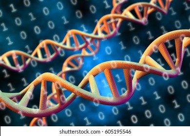 DNA Digital Data Storage Concept, 3D Rendering