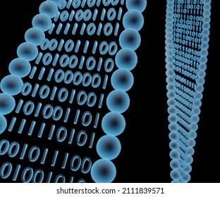 DNA Digital Data Storage Is The Process Of Encoding And Decoding Binary Data To And From Synthesized Strands Of DNA 3d Rendering