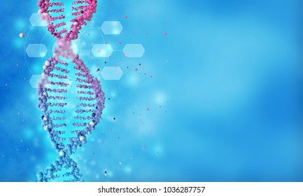 Dna Double Helix Blue Background 3d Stock Illustration 1036287757 ...