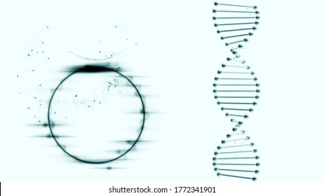 DNA Double Helix And A Circle Producing Black Light.