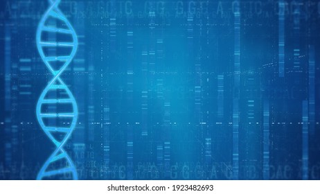 DNA Double Helix Gene Code Background.Genetic Gene Sequence .Blue Dynamic Background Of Genetic Gene Sequence Life Science